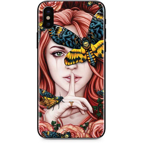 Gothic Woman and Death Moth Butterflies by Sarah Richter iPhone X Skin