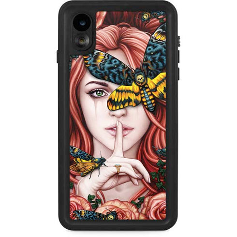 Gothic Woman and Death Moth Butterflies by Sarah Richter iPhone XR Waterproof Case