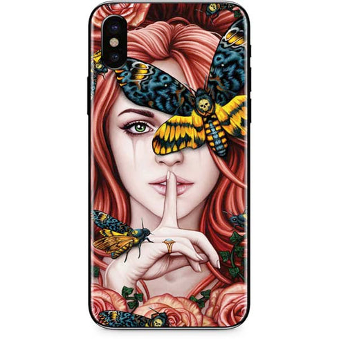 Gothic Woman and Death Moth Butterflies by Sarah Richter iPhone XS Max Skin