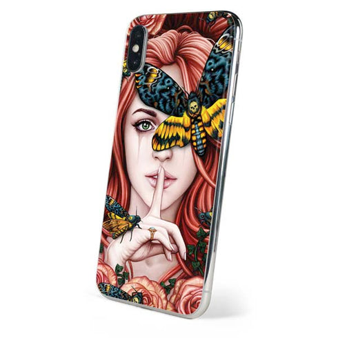 Gothic Woman and Death Moth Butterflies by Sarah Richter iPhone XS Max Skin