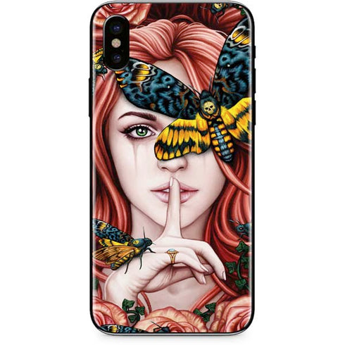Gothic Woman and Death Moth Butterflies by Sarah Richter iPhone XS Skin