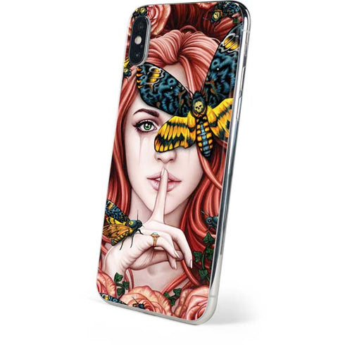 Gothic Woman and Death Moth Butterflies by Sarah Richter iPhone XS Skin