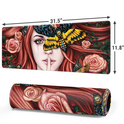 Gothic Woman and Death Moth Butterflies by Sarah Richter Gaming Mouse Pad