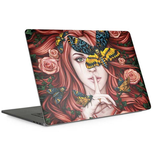 Gothic Woman and Death Moth Butterflies by Sarah Richter Apple MacBook Pro 15-inch Skin