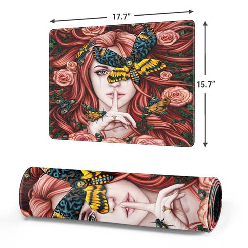 Gothic Woman and Death Moth Butterflies by Sarah Richter Gaming Mouse Pad