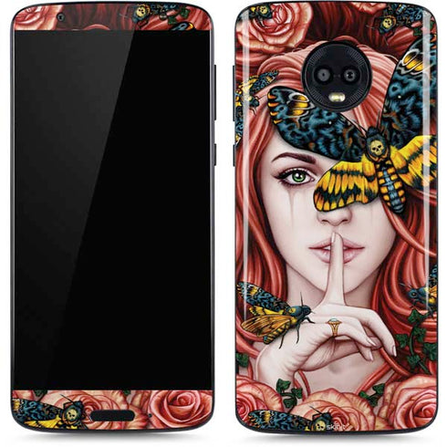 Gothic Woman and Death Moth Butterflies by Sarah Richter Moto G6 Skin