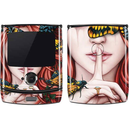 Gothic Woman and Death Moth Butterflies by Sarah Richter Motorola RAZR Skin