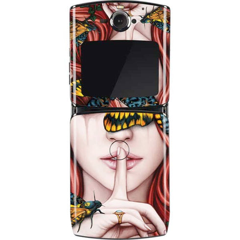 Gothic Woman and Death Moth Butterflies by Sarah Richter Motorola RAZR Skin