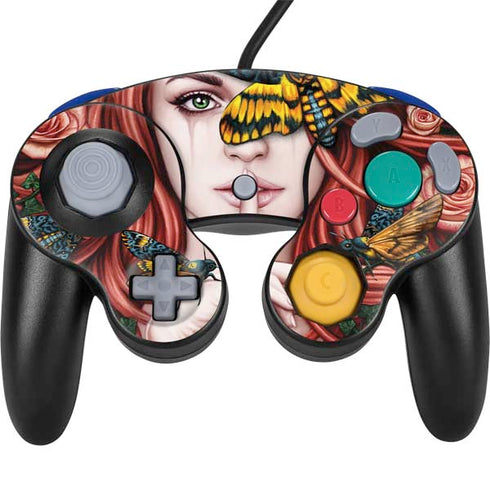 Gothic Woman and Death Moth Butterflies by Sarah Richter Nintendo GameCube Controller Skin