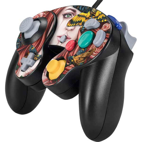 Gothic Woman and Death Moth Butterflies by Sarah Richter Nintendo GameCube Controller Skin