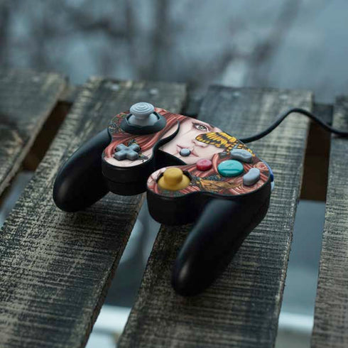 Gothic Woman and Death Moth Butterflies by Sarah Richter Nintendo GameCube Controller Skin