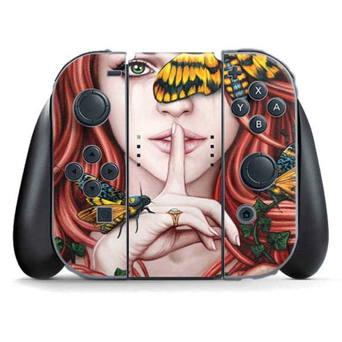 Gothic Woman and Death Moth Butterflies by Sarah Richter Nintendo Switch (2017-2021) Joy-Con Controller Skin