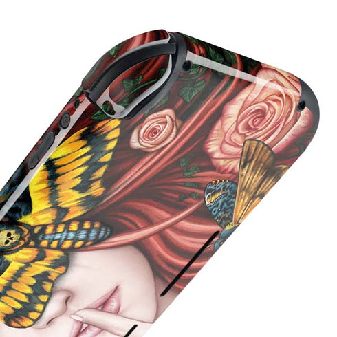 Gothic Woman and Death Moth Butterflies by Sarah Richter Nintendo Switch Lite Skin