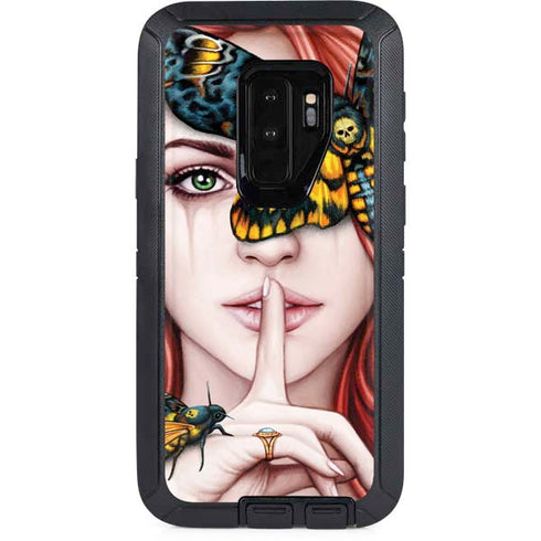 Gothic Woman and Death Moth Butterflies by Sarah Richter Otterbox Defender Galaxy Skin