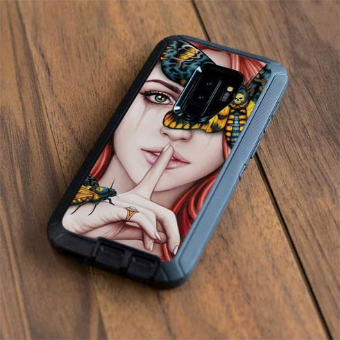 Gothic Woman and Death Moth Butterflies by Sarah Richter Otterbox Defender Galaxy Skin
