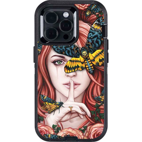 Gothic Woman and Death Moth Butterflies by Sarah Richter Otterbox Defender iPhone Skin