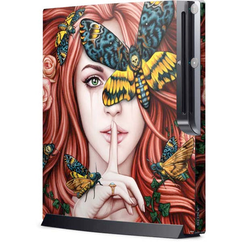 Gothic Woman and Death Moth Butterflies by Sarah Richter Playstation 3 & PS3 Slim Skin