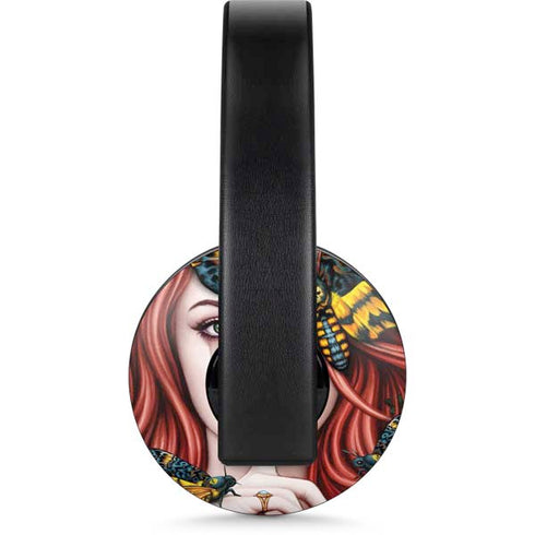Gothic Woman and Death Moth Butterflies by Sarah Richter PlayStation 4 Gold Wireless Headset Skin