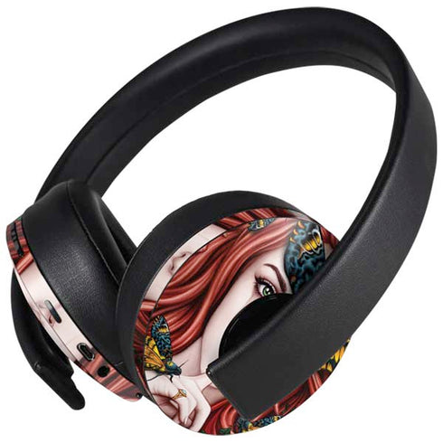Gothic Woman and Death Moth Butterflies by Sarah Richter PlayStation 4 Gold Wireless Headset Skin