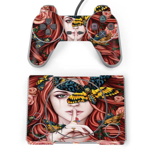 Gothic Woman and Death Moth Butterflies by Sarah Richter PlayStation Classic Bundle Skin