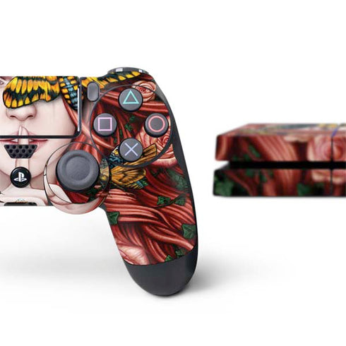 Gothic Woman and Death Moth Butterflies by Sarah Richter PS4 Console and Controller Bundle Skin