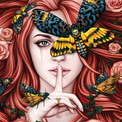 Gothic Woman and Death Moth Butterflies by Sarah Richter PS4 Console and Controller Bundle Skin