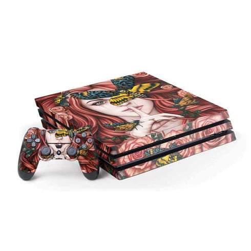 Gothic Woman and Death Moth Butterflies by Sarah Richter PS4 Pro Bundle Skin