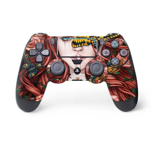 Gothic Woman and Death Moth Butterflies by Sarah Richter PS4 Pro/Slim Controller Skin