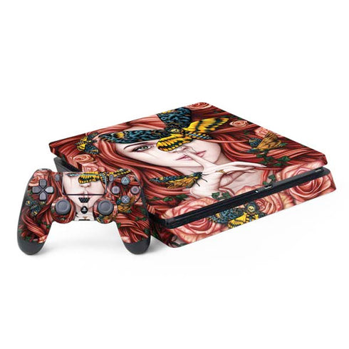 Gothic Woman and Death Moth Butterflies by Sarah Richter PS4 Slim Bundle Skin