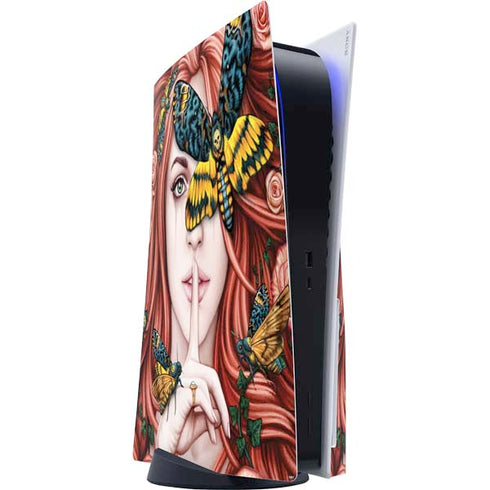 Gothic Woman and Death Moth Butterflies by Sarah Richter PS5 Console Skin