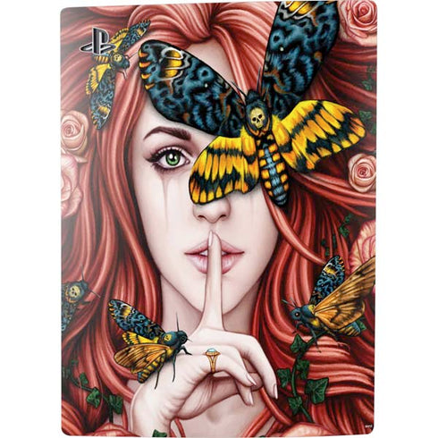 Gothic Woman and Death Moth Butterflies by Sarah Richter PS5 Console Skin