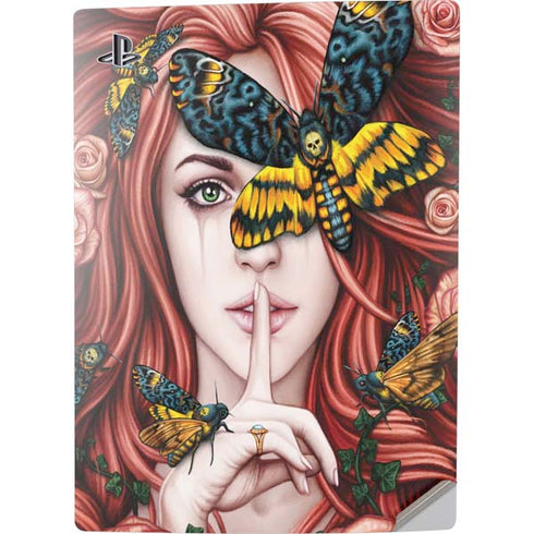 Gothic Woman and Death Moth Butterflies by Sarah Richter PS5 Digital Edition Console Skin