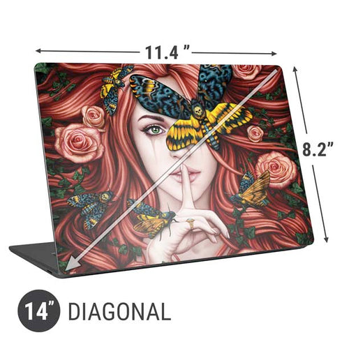Gothic Woman and Death Moth Butterflies by Sarah Richter Universal Laptop 14in (11.4 x 8.2in) Skin