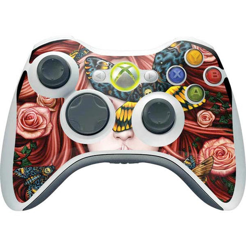 Gothic Woman and Death Moth Butterflies by Sarah Richter Xbox 360 Wireless Controller Skin