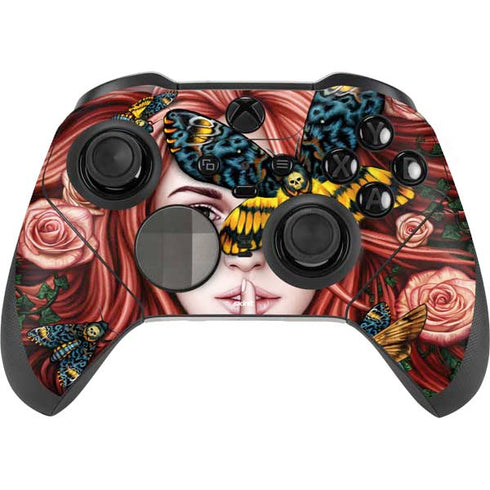 Gothic Woman and Death Moth Butterflies by Sarah Richter Xbox Elite Wireless Controller Series 2 Skin