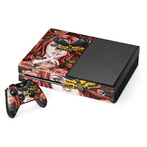 Gothic Woman and Death Moth Butterflies by Sarah Richter Xbox One Console and Controller Bundle Skin