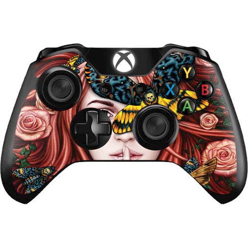 Gothic Woman and Death Moth Butterflies by Sarah Richter Xbox One Controller Skin