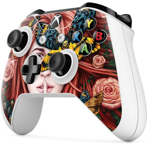 Gothic Woman and Death Moth Butterflies by Sarah Richter Xbox One S All-Digital Edition Bundle Skin