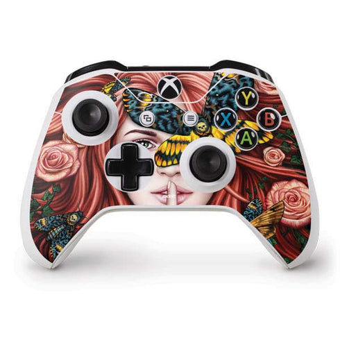 Gothic Woman and Death Moth Butterflies by Sarah Richter Xbox One S Controller Skin