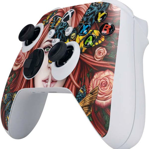 Gothic Woman and Death Moth Butterflies by Sarah Richter Xbox Series S Controller Skin