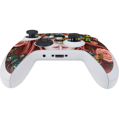 Gothic Woman and Death Moth Butterflies by Sarah Richter Xbox Series S Controller Skin