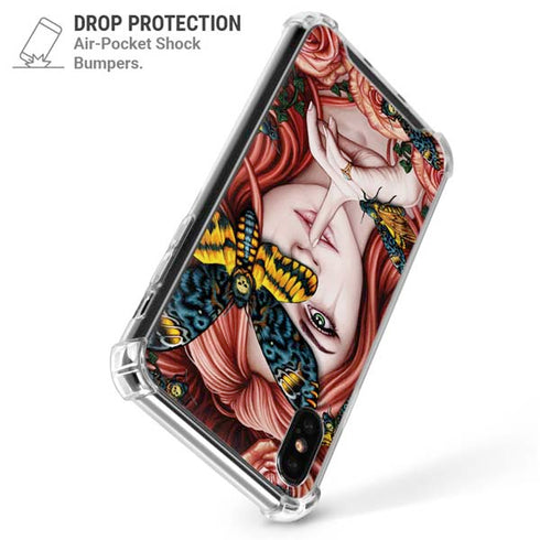 Gothic Woman and Death Moth Butterflies by Sarah Richter iPhone XS Max Clear Case