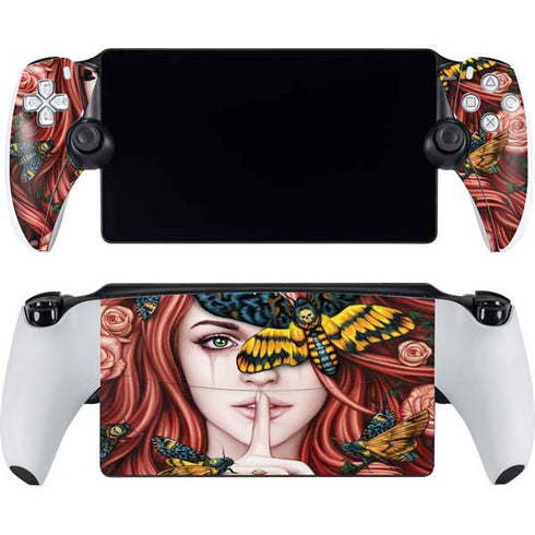Gothic Woman and Death Moth Butterflies by Sarah Richter PlayStation Portal Remote Player Skin