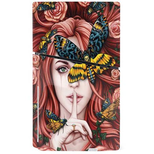 Gothic Woman and Death Moth Butterflies by Sarah Richter PS5 Slim Disk Console Skin