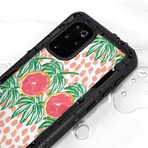 Bouffants and Broken Hearts Graphic Grapefruit Galaxy S20 Plus Waterproof Case