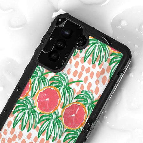 Bouffants and Broken Hearts Graphic Grapefruit Galaxy S23 Plus Waterproof Case