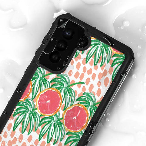 Bouffants and Broken Hearts Graphic Grapefruit Galaxy S23 Waterproof Case