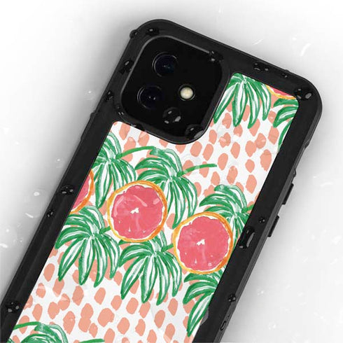 Bouffants and Broken Hearts Graphic Grapefruit iPhone 12 Waterproof Case