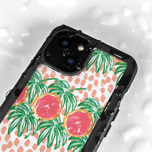 Bouffants and Broken Hearts Graphic Grapefruit iPhone 15 Plus Waterproof Case