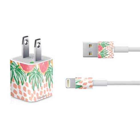 Bouffants and Broken Hearts Graphic Grapefruit iPhone Charger (5W USB) Skin
